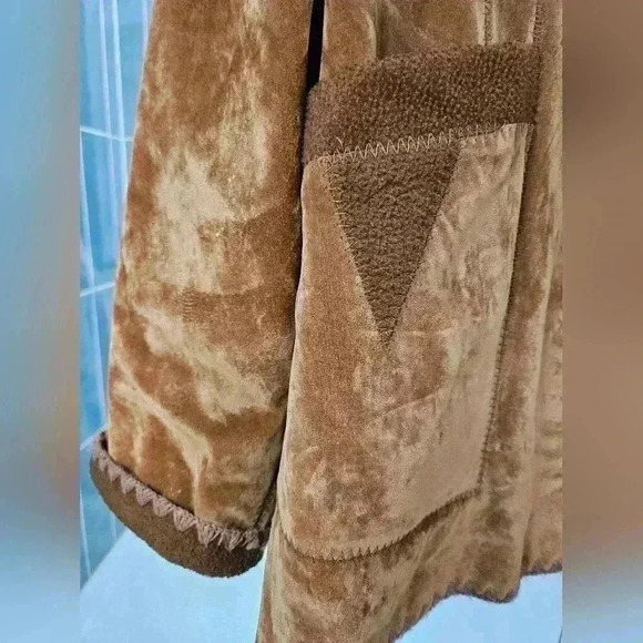 Brown 70's Retro Fuzzy Jacket with Collar Size Medium - Picture 5 of 11